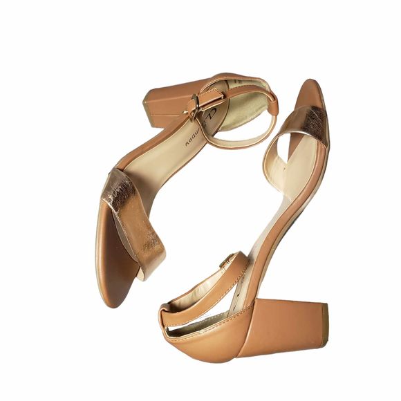 CL by Laundry size 9 Rose Gold & Brown Open Toe Heels AS IS NO BOX - Picture 6 of 10